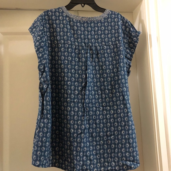 Blue mosaic print Cap sleeve top with tassels size XL - Picture 2 of 4